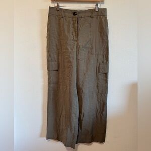 NWOT Maison D’Amelie Olive Wide-Leg Cargo Pants, Size Medium